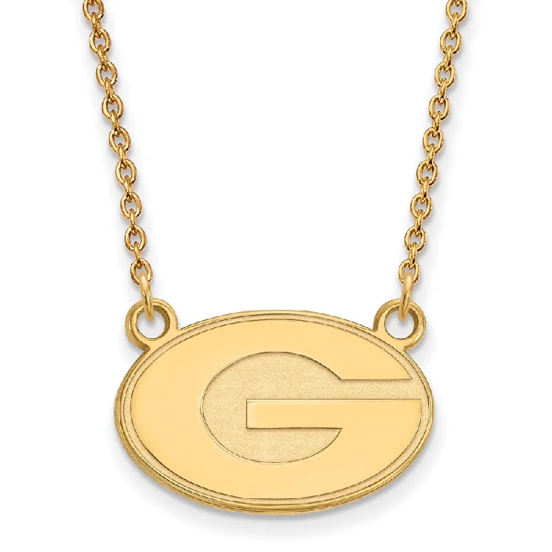 Black Necklace for Evening Events-14k Yellow Gold U of Georgia Small 'G' Oval Pendant Necklace