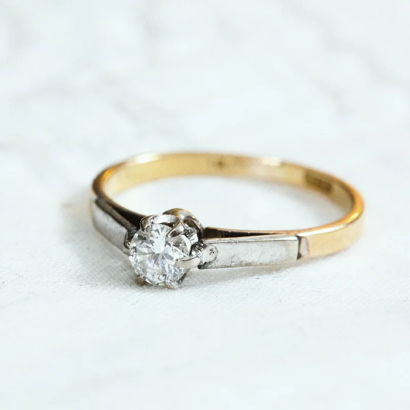 Simple Titanium Wedding Band-Vintage Mid Century Diamond Solitaire Engagement Ring