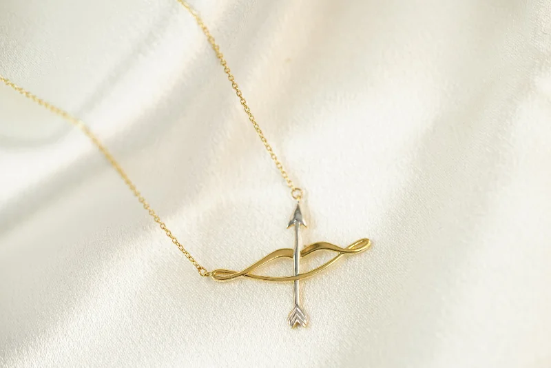 Stylish Necklace for Daily Wear-14k Bow and Arrow Necklace