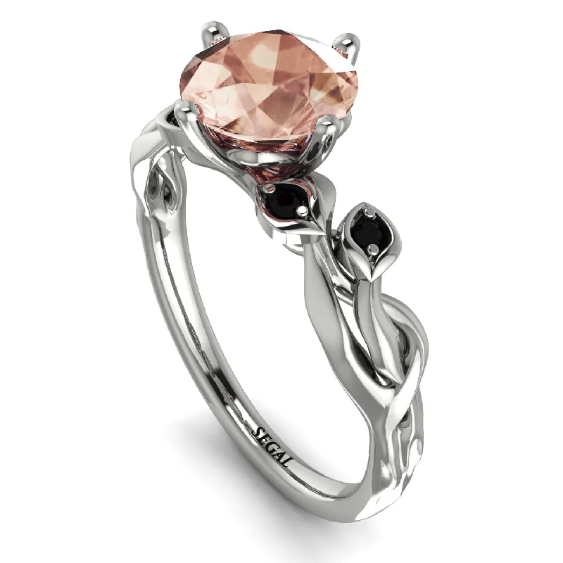 Custom Diamond Ring for Engagement-14K Gold Radiant Morganite Flower Harmony Ring - Autumn No. 909