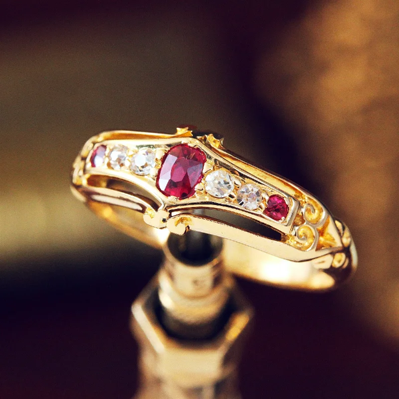 Matching Wedding Rings for Couples-Petite Precious Date 1907 Ruby & Diamond Ring