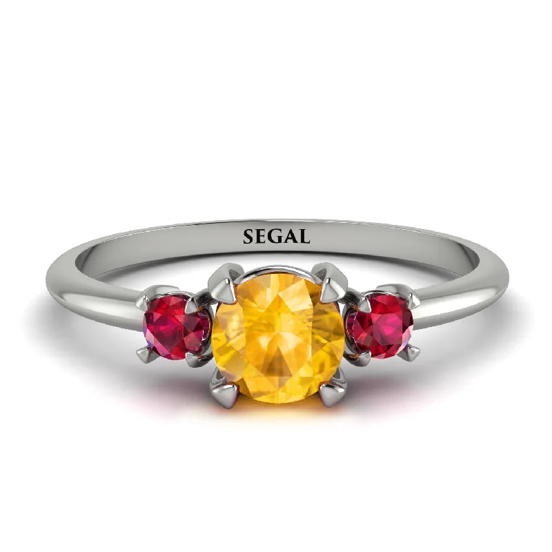 Customizable Gemstone Ring for Women-Classic Three Stone Yellow Diamond Engagement Ring - Valentina No. 1012