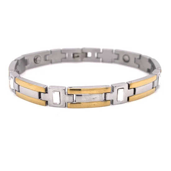 Trendy Bracelet for Daily Fashion-Stainless Steel And Gold PVD Coated Magnetic Bracelet / MBL021