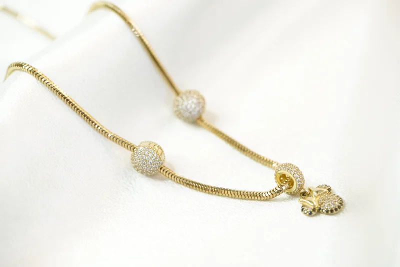 Dainty Necklace for Everyday Looks-10k Mouse Crystals Cable Necklace