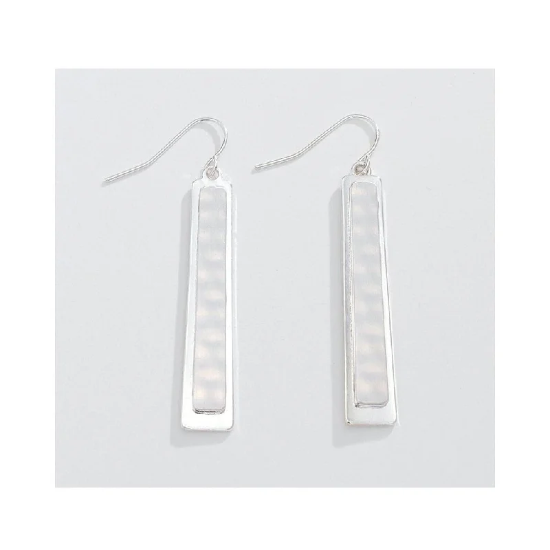 Beautiful Stud Earrings for Women-Periwinkle by Barlow : Hammered Over Polished Silver Rectangle Drops  - Earrings