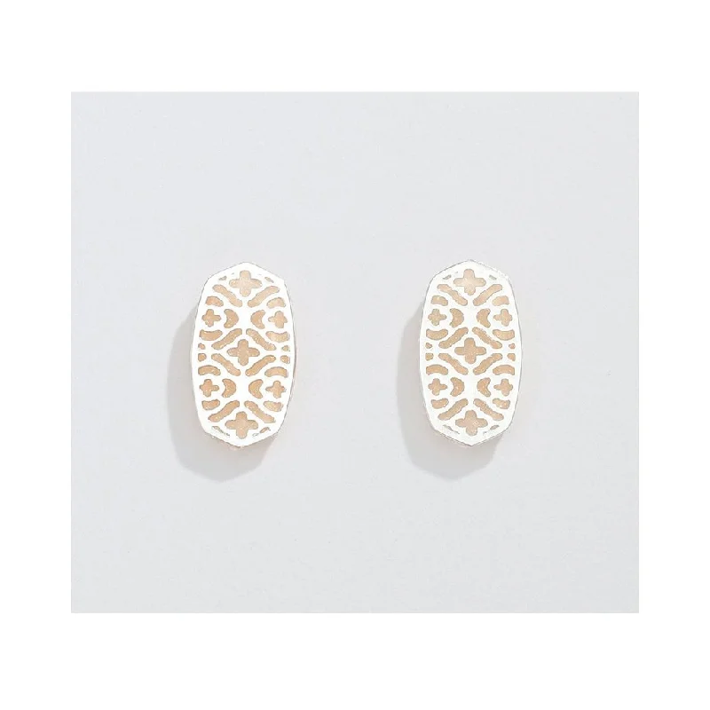 Personalized Earrings for Fashion-Periwinkle by Barlow : Elegant Silver Filigree Over White Resin- Earrings