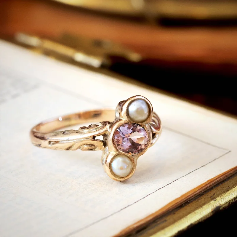 Luxury Gemstone Ring for Women-Edwardian Pearl and Morganite Dress Ring