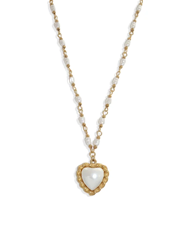 Gold Necklace with Initials-Amara Heart Necklace