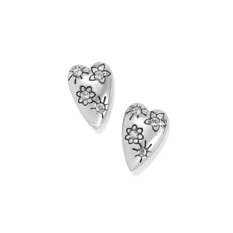 Gold Plated Earrings for Women-Brighton: Sparkling Heart Mini Post Earrings