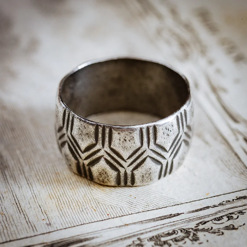 Simple Engagement Ring for Elegant Look-A Studio Made Vintage Modernist Silver Band Ring