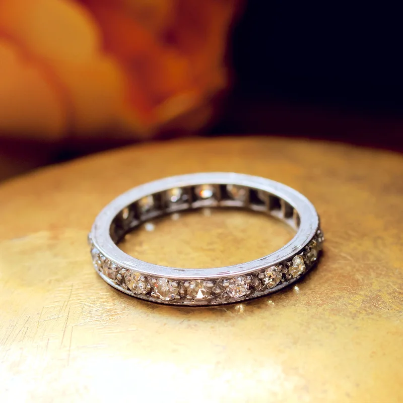 Wedding Ring with Diamond Accent-Vintage Size 'N' or '6.75' Diamond & Platinum Full Eternity Ring