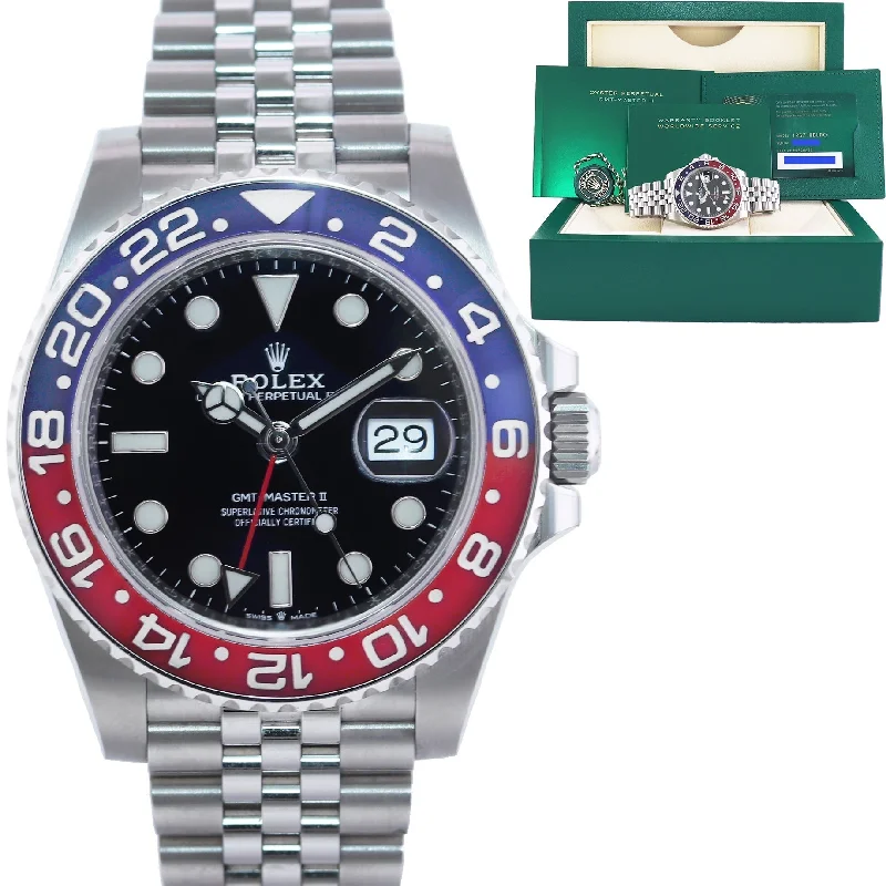 Stylish Watches with Multicolored Bands-2020 NEW PAPERS Rolex 126710 GMT Master PEPSI Blue Ceramic Jubilee Watch Box