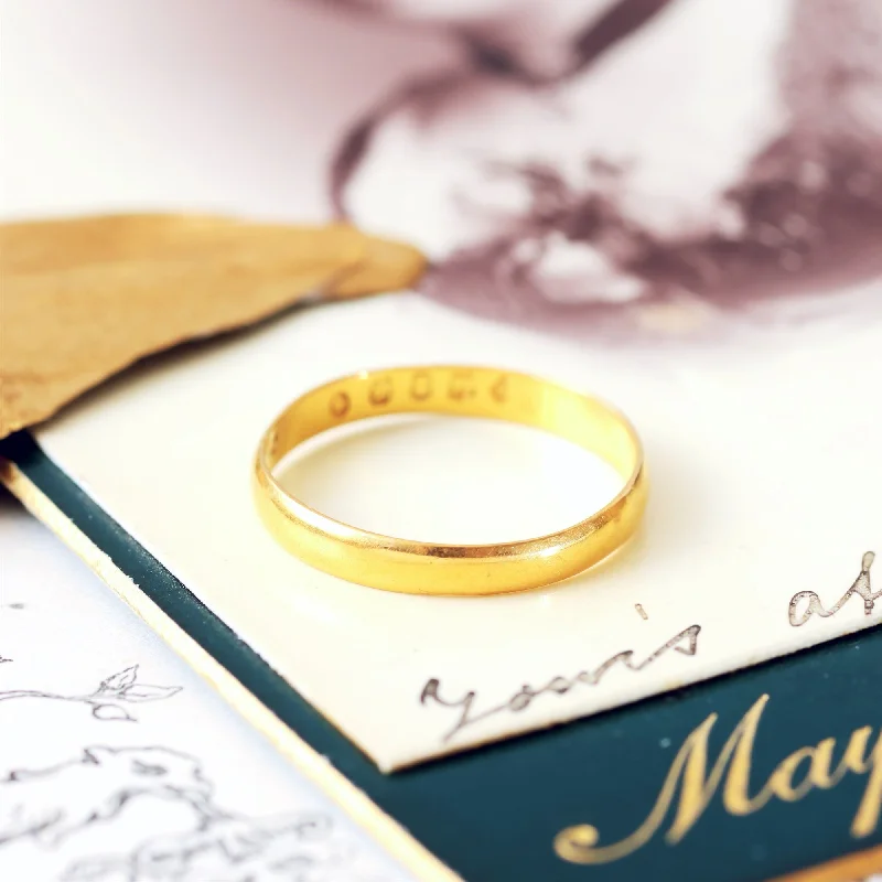 Personalized Gold Ring for Women-Scarce Date 1873 22ct Gold Wedding Band