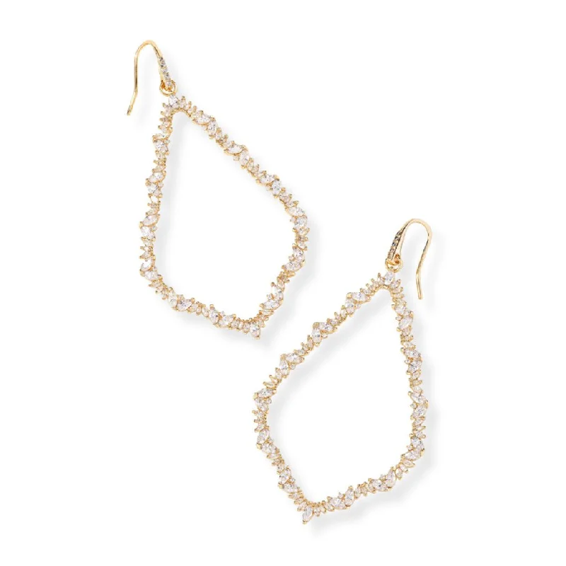 Timeless Gold Earrings for Women-Kendra Scott : Sophee Gold Crystal Open Frame Earrings in White Crystal - Gold