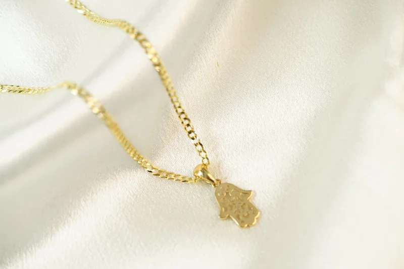 Custom Pendant Necklace for Special Gifts-14k Hamsa Hand Necklace