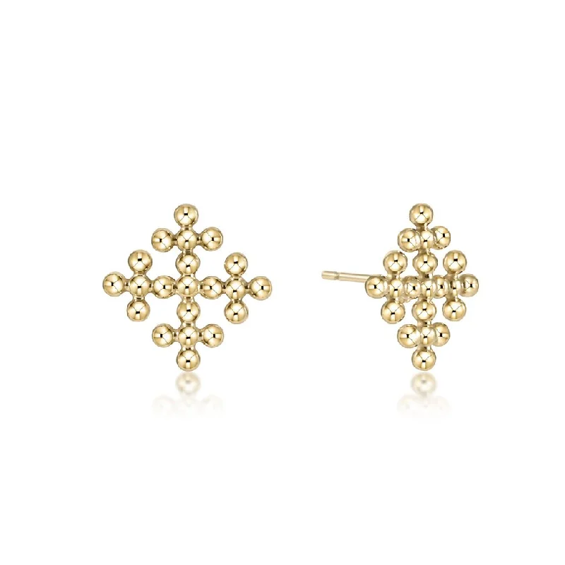 Elegant Stud Earrings for Casual Wear-enewton design  :  Classic beaded signature cross encompass- gold