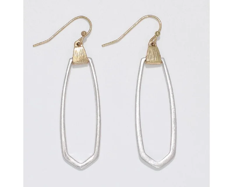 Fun Earrings for Day to Day Wear-Periwinkle by Barlow : Two-tone textured open Drops - Earrings