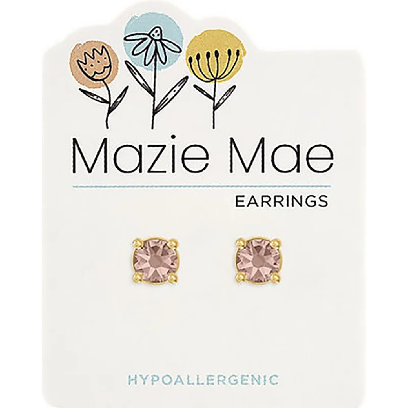 Luxury Gold Earrings for Women-Center Court : Gold Vintage Rose Solitaire Mazie Mae Earrings