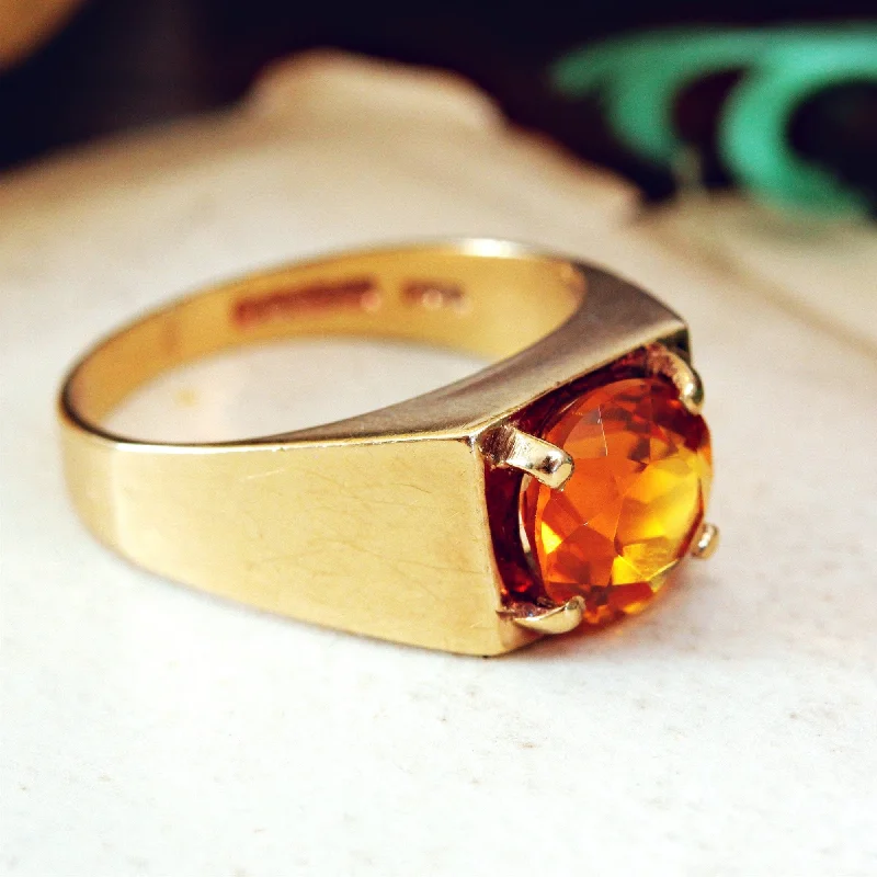 Elegant Silver Ring for Everyday Wear-Stylish Vintage Date 1977 Citrine Cocktail Ring