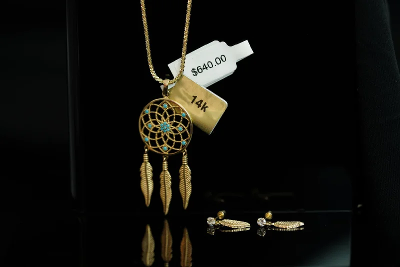 Choker Necklace with Charm-14k Dream Catcher Necklace and FREE Earring