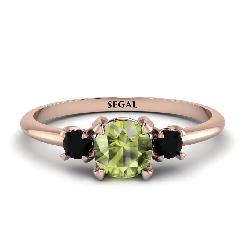 Sterling Silver Ring for Special Occasions-Classic Three Stone Peridot Engagement Ring - Valentina No. 708