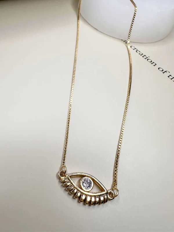 Simple Chain Necklace for Day-to-Day Look-Velani Greek Eye Necklace