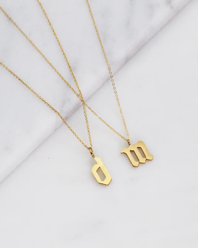 Choker Necklace for Women-Gothic Font Lowercase Initial Necklace