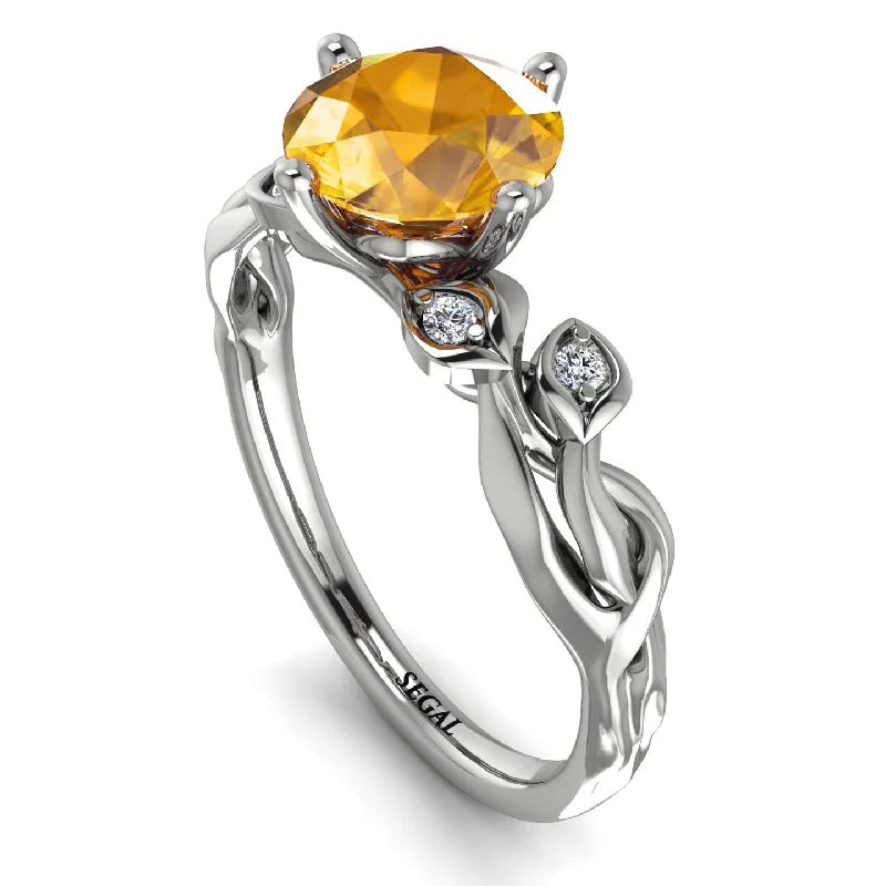 Wedding Band with Diamonds-14K Gold Radiant Yellow Diamond Flower Harmony Ring - Autumn No. 1003