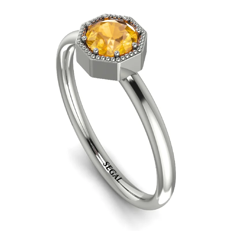 Unique Wedding Ring for Him and Her-Solitaire Vintage Yellow Diamond Ring - Delilah No. 1003