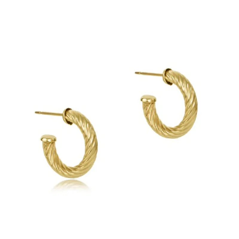 Crystal Earrings for Parties-enewton design :  Round Gold 0.5" Post Hoop 4mm Textured Twist Earing