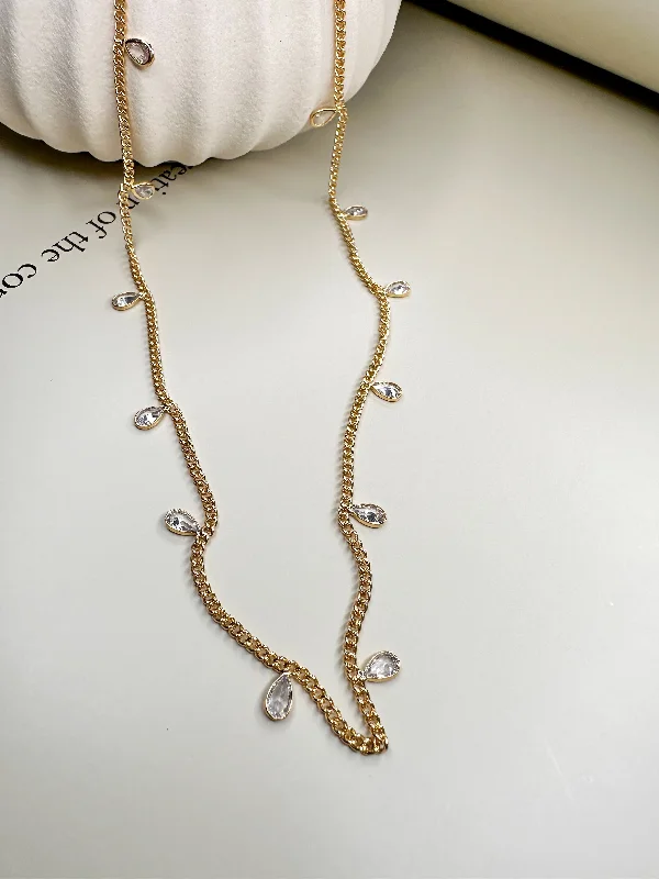 Elegant Chain Necklace for Weddings-Velani Jewelry Drops Necklace