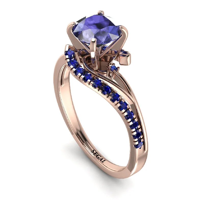 Customizable Gemstone Ring for Engagement-Twist Shank Tanzanite Engagement Ring - Maria No. 214