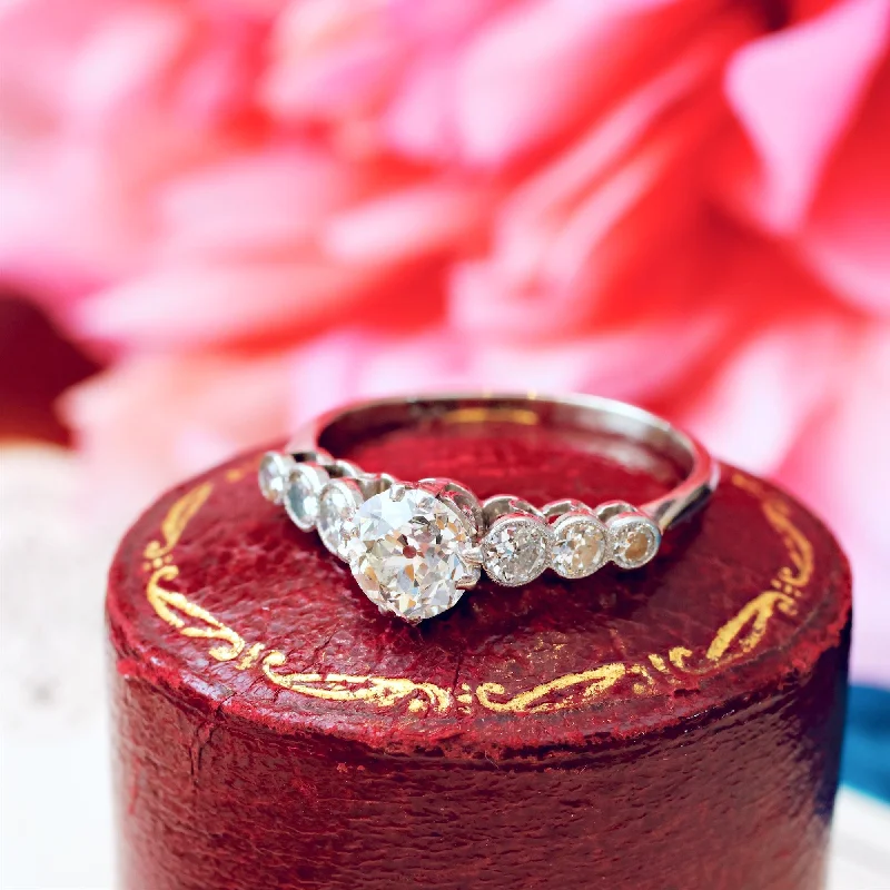 Wedding Ring with Matching Engagement Ring-Unique Beauty! Vintage Diamond Engagement Ring