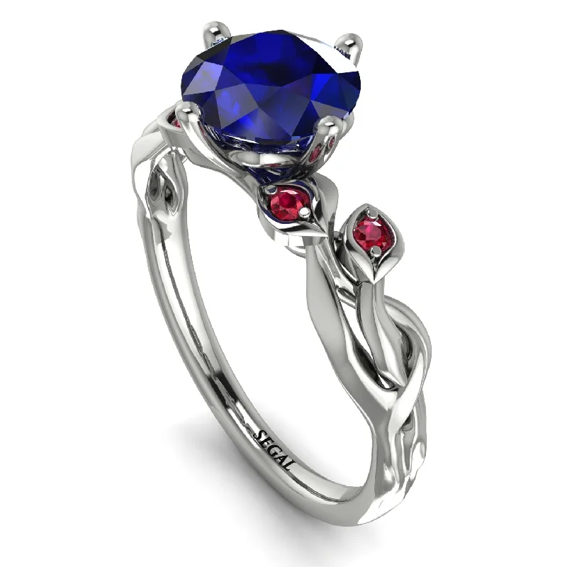 Large Gemstone Ring for Statement-14K Gold Radiant Sapphire Flower Harmony Ring - Autumn No. 60