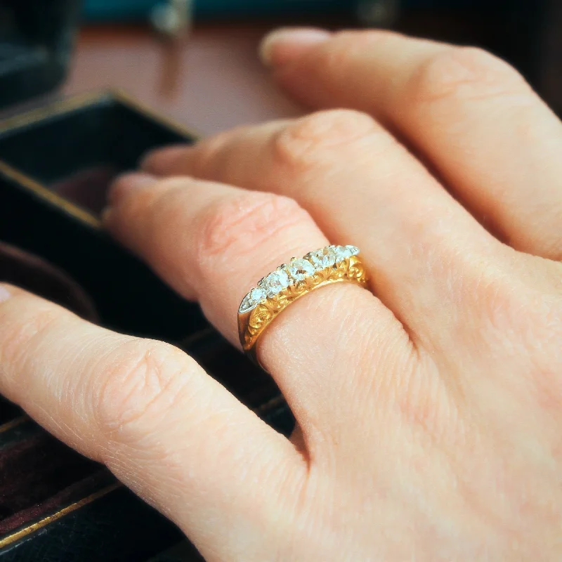 Silver Stackable Ring Set for Fashion-An Adorable Antique Edwardian Diamond Band Ring