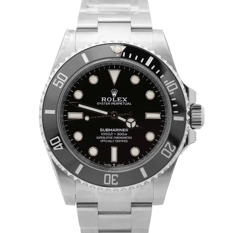 Designer Watches for Women with Chic Style-NEW UNWORN Rolex Submariner No-Date PAPERS 41mm Black Stainless 124060 LN B+P