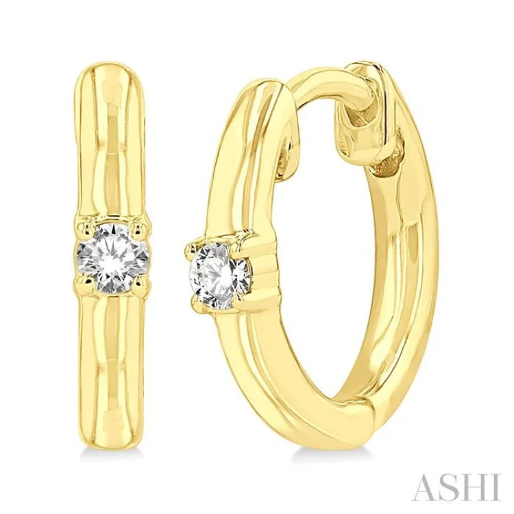 Classic Earrings for Every Occasion-1/10 ctw Petite Single Round Cut Diamond Fashion Huggies in 10K Yellow Gold