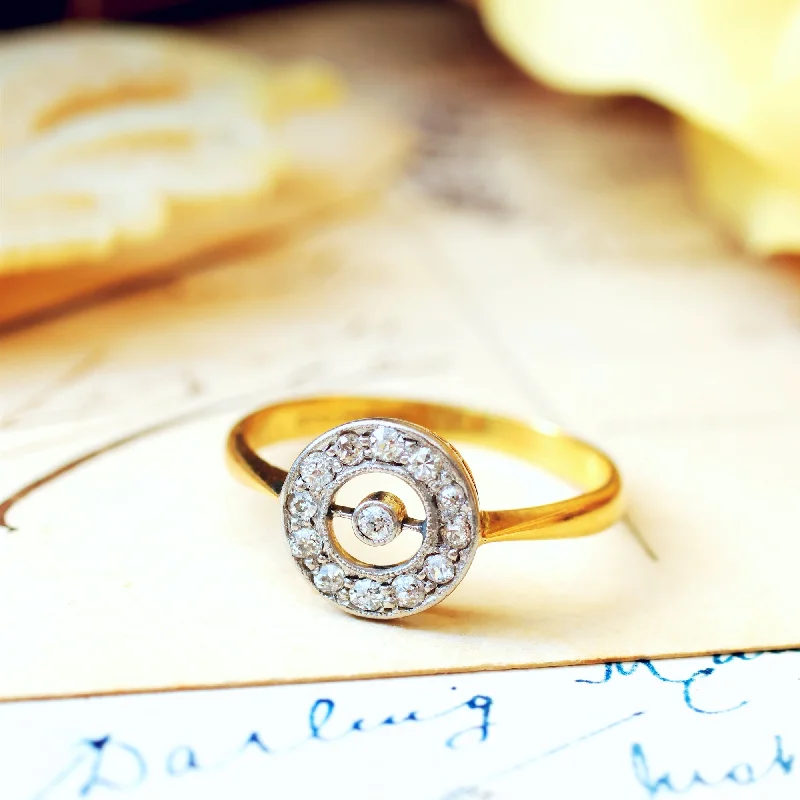 Elegant Diamond Engagement Ring-Vintage 1920's Art Deco Diamond Halo Ring