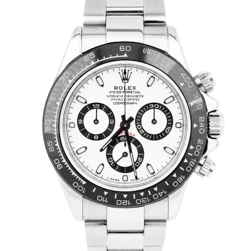 Fitness Watches for Weight Loss-Rolex Daytona Cosmograph 116520 White Stainless Steel Ceramic Oyster 40mm Watch