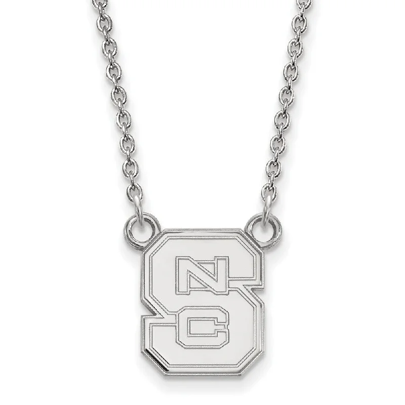 Luxury Diamond Necklace for Brides-14k White Gold North Carolina Small 'NCS' Pendant Necklace