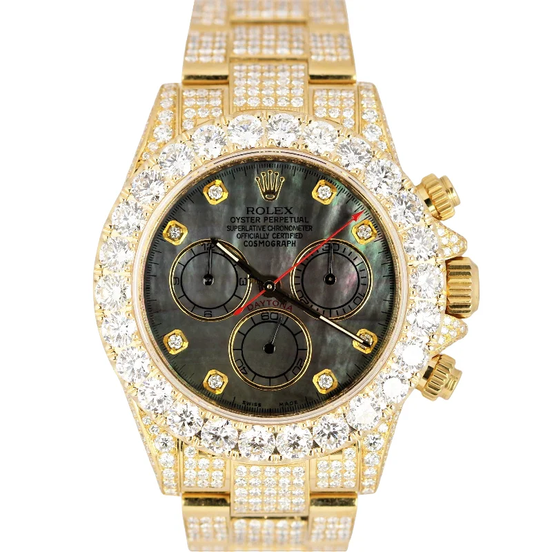 Smart Watches for Fitness Tracking-Rolex Daytona Cosmograph 18K Yellow Gold 10ctw DIAMOND MOP 40mm 116528 Watch