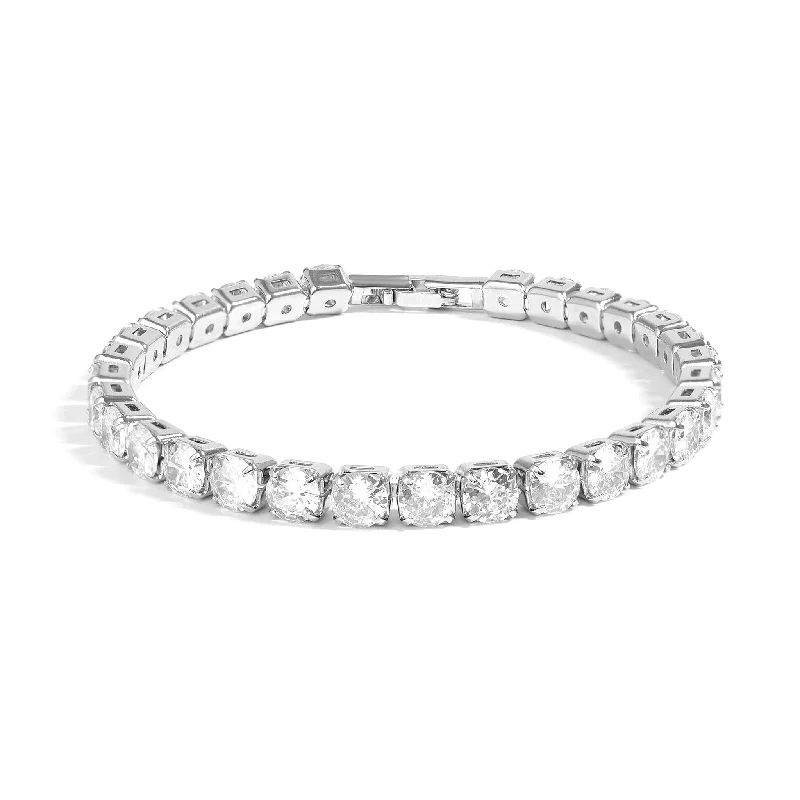 Custom Diamond Bracelet for Special Moments-White Gold Over Brass Clear CZ Fashion Bracelet / FBL0001