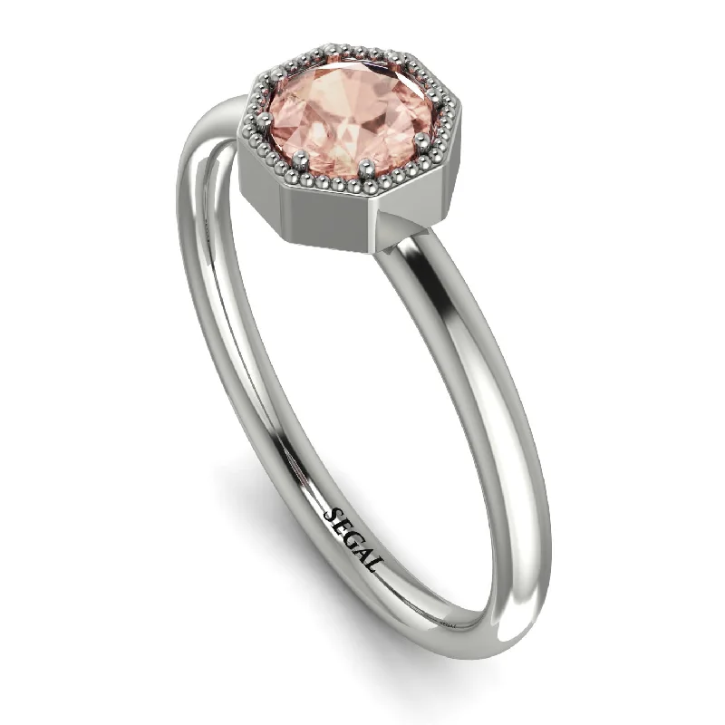 Stackable Silver Rings for Fashion-Solitaire Vintage Morganite Ring - Delilah No. 903