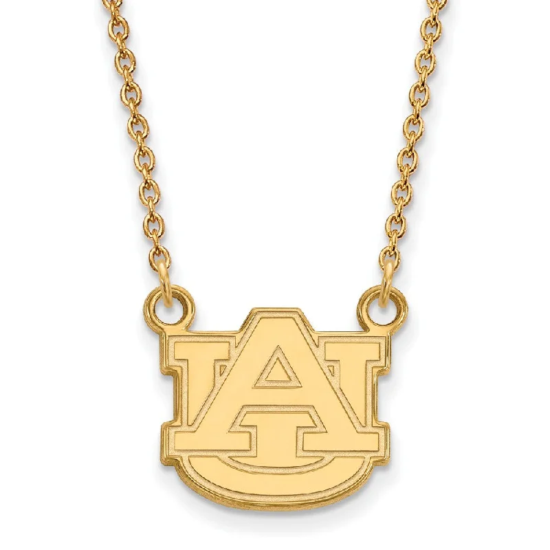 Unique Necklace for Gifts-14k Gold Plated Silver Auburn U Small 'AU' Pendant Necklace