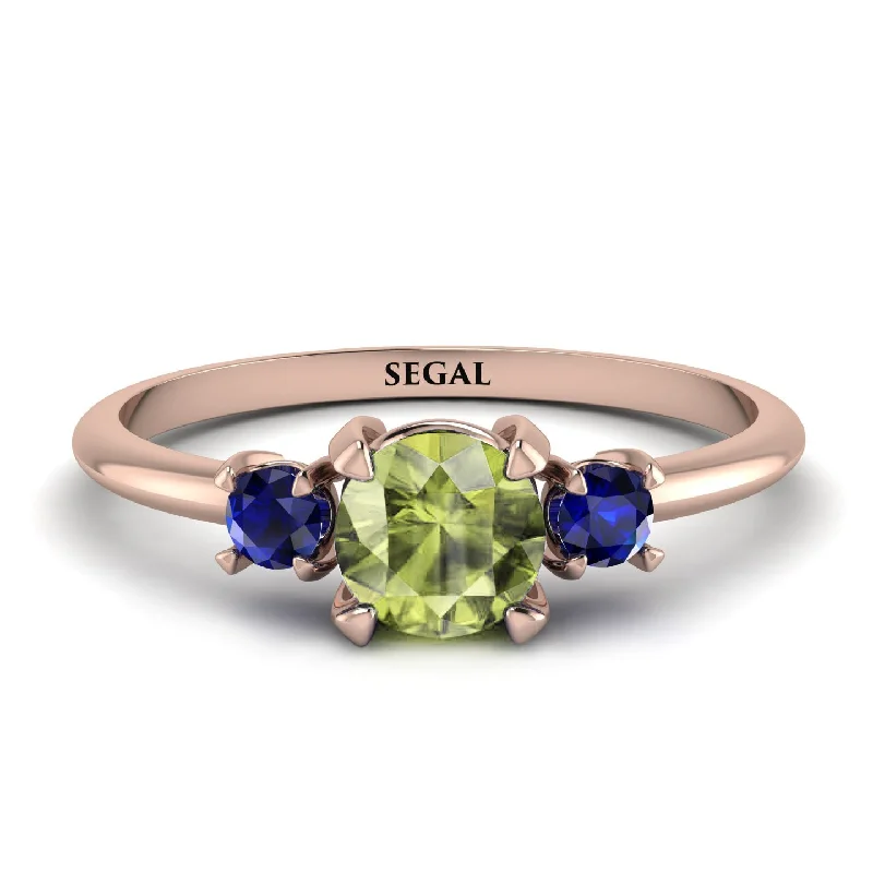 Large Gemstone Ring for Statement-Classic Three Stone Peridot Engagement Ring - Valentina No. 714