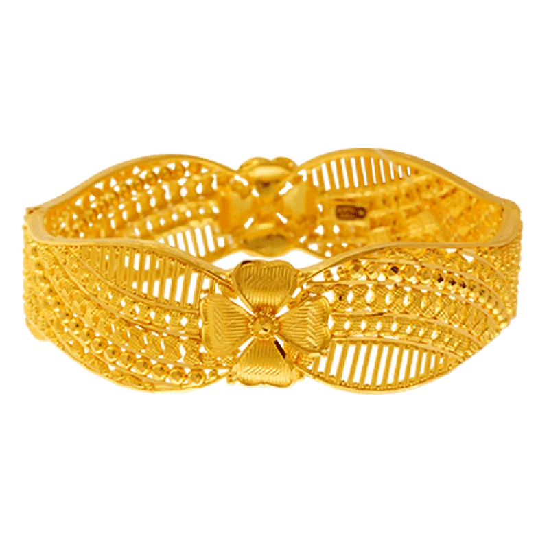 Elegant Gold Bangles with Diamond Detail-22KT Yellow Gold Bangle For Women