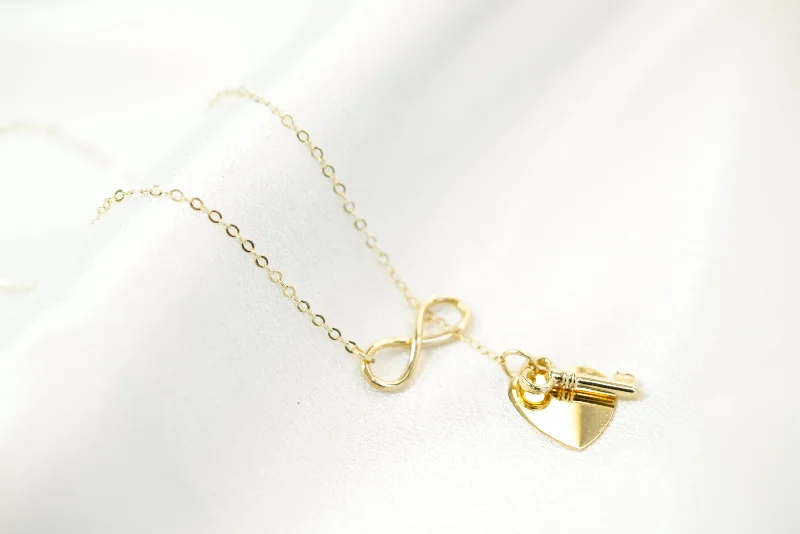 Chunky Bead Necklace for Fashion-14k Infinity Heart Necklace