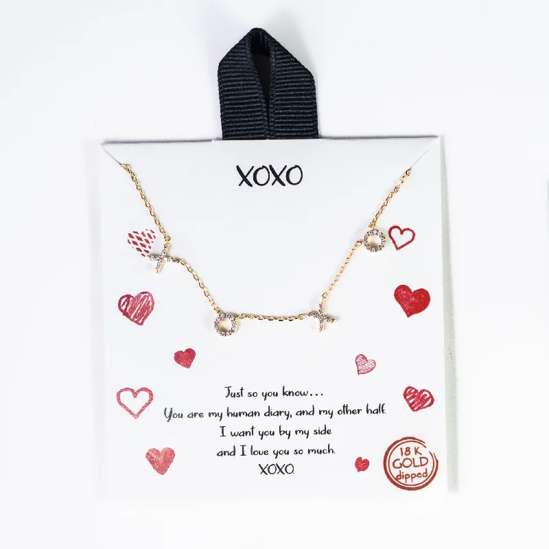 Gold Necklace with Charm for Fashion-XOXO Necklace