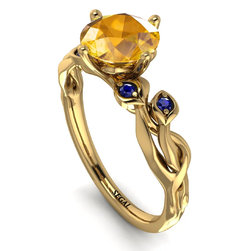 Vintage Style Ring for Women-14K Gold Radiant Yellow Diamond Flower Harmony Ring - Autumn No. 1013